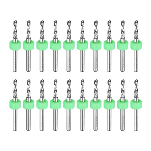 HARFINGTON 20 Stück Mikro-PCB-Bits, 2,45 mm, Wolframstahl, Hartmetall, Spiralbohrer, Mini-Bohrwerkzeug mit 0,3 cm Schaft für Leiterplatten, Stein, CNC-Gravur von HARFINGTON