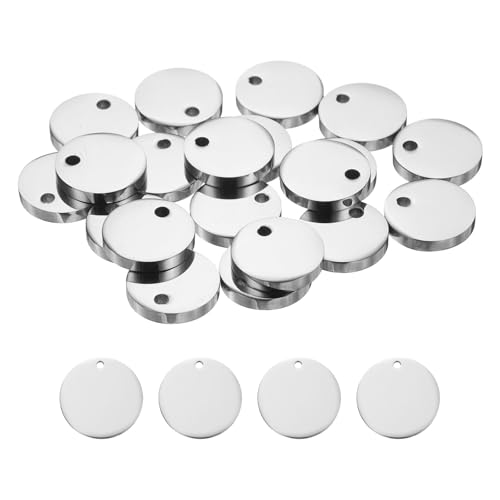 HARFINGTON 20 Stück runde Blanko-Prägeetiketten, 12 mm, Edelstahl, Kreis, poliert, Rohlinge, Anhänger mit Loch für Armband, Handwerk, Etikettierung, Silber HARFINGTON 20 Stück runde Blanko-Prägeetiketten, 12 mm, Edelstahl, Kreis, poliert, Rohlinge, Anhänger mit Loch für Armband, Handwerk, Etikettierung, Silber von HARFINGTON