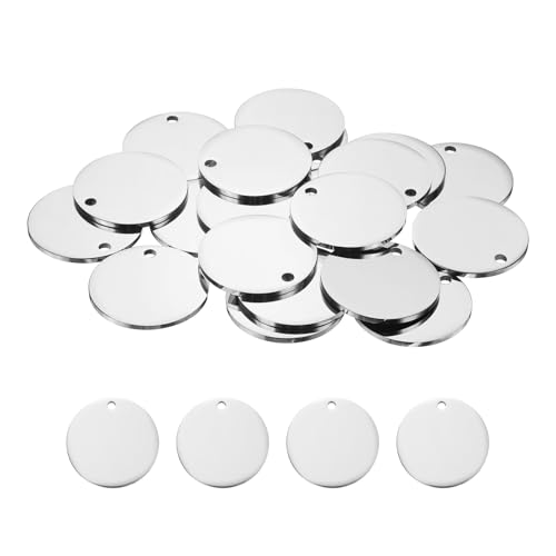 HARFINGTON 20 Stück runde Blanko-Prägeetiketten, 21 mm, Edelstahl, Kreis, poliert, Rohlinge, Anhänger mit Loch für Armband, Handwerk, Etikettierung, Silber HARFINGTON 20 Stück runde Blanko-Prägeetiketten, 21 mm, Edelstahl, Kreis, poliert, Rohlinge, Anhänger mit Loch für Armband, Handwerk, Etikettierung, Silber von HARFINGTON