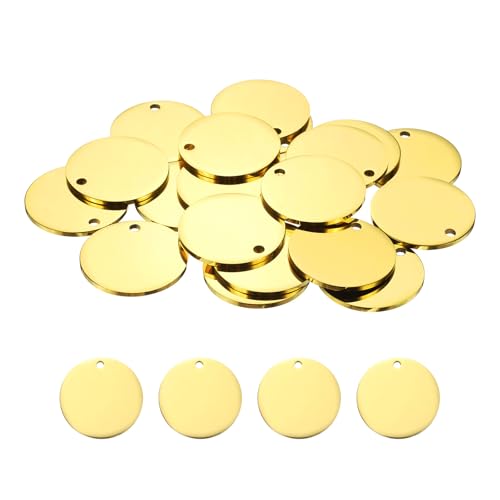 HARFINGTON 20 Stück runde Blanko-Prägeetiketten, 56 mm, Edelstahl, Kreis, poliert, Rohlinge, Anhänger mit Loch für Armband, Handwerk, Etikettierung, goldfarben HARFINGTON 20 Stück runde Blanko-Prägeetiketten, 56 mm, Edelstahl, Kreis, poliert, Rohlinge, Anhänger mit Loch für Armband, Handwerk, Etikettierung, goldfarben von HARFINGTON