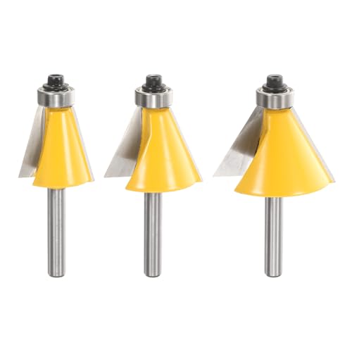 HARFINGTON 3-teiliges Fasenfräser-Bit-Set, 1/4-Zoll-Schaft 15, 22,5, 30-Grad-Schnittwinkel, Hartmetall-Holzfräser-Bits für Holzbearbeitung, Gelb HARFINGTON 3-teiliges Fasenfräser-Bit-Set, 1/4-Zoll-Schaft 15, 22,5, 30-Grad-Schnittwinkel, Hartmetall-Holzfräser-Bits für Holzbearbeitung, Gelb von HARFINGTON