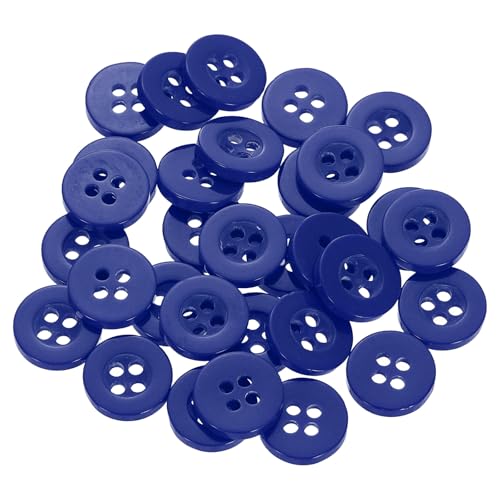 HARFINGTON 30 Stück 18L Nähknöpfe 15/32 Zoll (11,5 mm) Harz Runde Flache 4-Loch-Ersatzknöpfe zum Nähen von Kleidung und Heimwerken, Blau von HARFINGTON