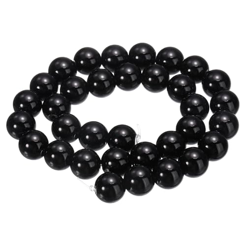HARFINGTON 32 Stück massive schwarze Katzenaugen-Steinperlen, 12 mm, rund, glatt, Edelstein-Kristall, lose Perlen für Schmuckherstellung, Armbänder, Halsketten, Ohrringe, DIY HARFINGTON 32 Stück massive schwarze Katzenaugen-Steinperlen, 12 mm, rund, glatt, Edelstein-Kristall, lose Perlen für Schmuckherstellung, Armbänder, Halsketten, Ohrringe, DIY von HARFINGTON