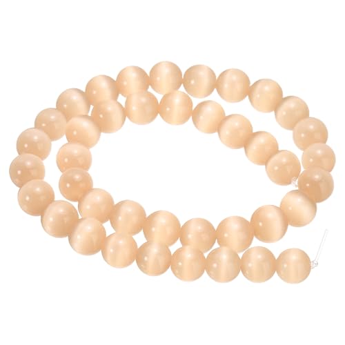 HARFINGTON 38 Stück Champagner-Katzenaugen-Steinperlen, 10 mm, rund, glatt, Edelstein-Kristall, lose Perlen für Schmuckherstellung, Armbänder, Halsketten, Ohrringe, DIY von HARFINGTON