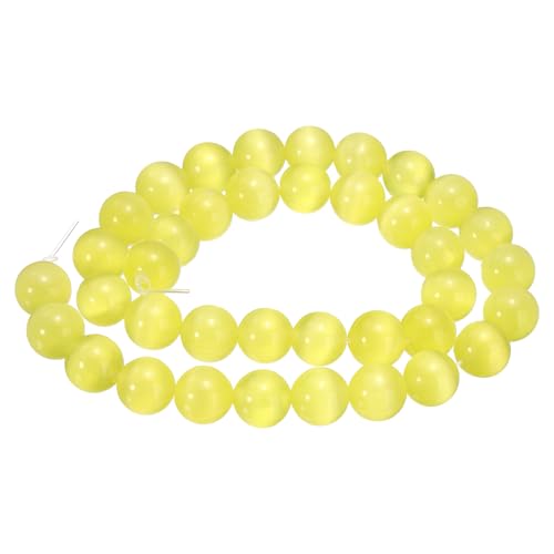 HARFINGTON 38 Stück Honiggelbe Katzenaugen-Steinperlen, 10 mm, rund, glatt, Edelstein-Kristall, lose Perlen für Schmuckherstellung, Armbänder, Halsketten, Ohrringe, DIY von HARFINGTON