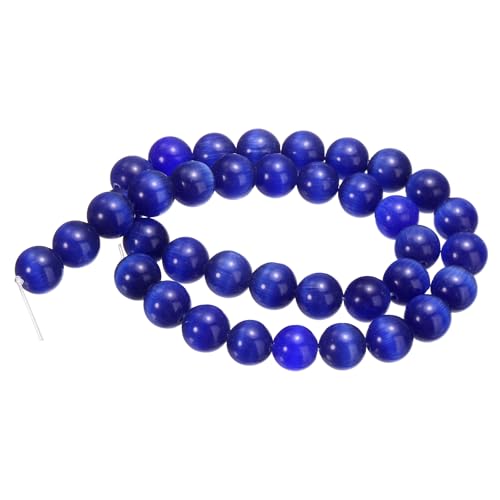 HARFINGTON 38 Stück blau-schwarze Katzenaugen-Steinperlen, 10 mm, rund, glatt, Edelstein-Kristall, lose Perlen für Schmuckherstellung, Armbänder, Halsketten, Ohrringe, DIY HARFINGTON 38 Stück blau-schwarze Katzenaugen-Steinperlen, 10 mm, rund, glatt, Edelstein-Kristall, lose Perlen für Schmuckherstellung, Armbänder, Halsketten, Ohrringe, DIY von HARFINGTON