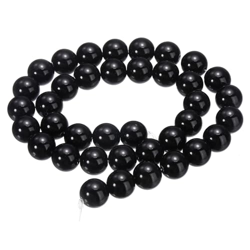 HARFINGTON 38 Stück massive schwarze Katzenaugen-Steinperlen, 10 mm, rund, glatt, Edelstein-Kristall, lose Perlen für Schmuckherstellung, Armbänder, Halsketten, Ohrringe, DIY HARFINGTON 38 Stück massive schwarze Katzenaugen-Steinperlen, 10 mm, rund, glatt, Edelstein-Kristall, lose Perlen für Schmuckherstellung, Armbänder, Halsketten, Ohrringe, DIY von HARFINGTON