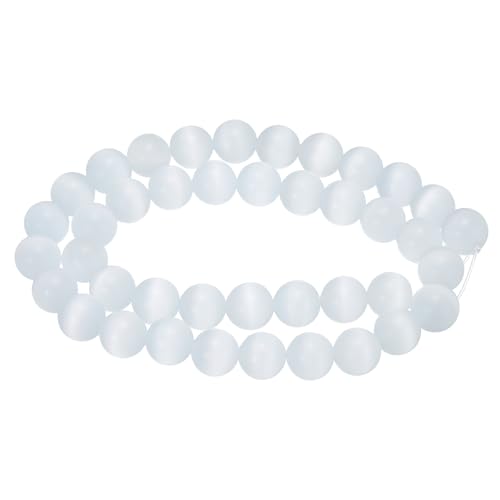 HARFINGTON 38 Stück mattierte weiße Katzenaugen-Steinperlen, 10 mm, rund, glatt, Edelstein-Kristall, lose Perlen für Schmuckherstellung, Armbänder, Halsketten, Ohrringe, DIY HARFINGTON 38 Stück mattierte weiße Katzenaugen-Steinperlen, 10 mm, rund, glatt, Edelstein-Kristall, lose Perlen für Schmuckherstellung, Armbänder, Halsketten, Ohrringe, DIY von HARFINGTON