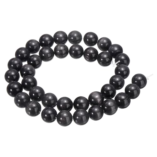HARFINGTON 38 schwarze Katzenaugen-Steinperlen, 10 mm, rund, glatt, Edelstein-Kristall, lose Perlen für Schmuckherstellung, Armbänder, Halsketten, Ohrringe, DIY HARFINGTON 38 schwarze Katzenaugen-Steinperlen, 10 mm, rund, glatt, Edelstein-Kristall, lose Perlen für Schmuckherstellung, Armbänder, Halsketten, Ohrringe, DIY von HARFINGTON