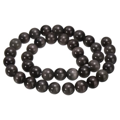 HARFINGTON 38 schwarzgraue Katzenaugen-Steinperlen, 10 mm, rund, glatt, Edelstein-Kristall, lose Perlen für Schmuckherstellung, Armbänder, Halsketten, Ohrringe, DIY HARFINGTON 38 schwarzgraue Katzenaugen-Steinperlen, 10 mm, rund, glatt, Edelstein-Kristall, lose Perlen für Schmuckherstellung, Armbänder, Halsketten, Ohrringe, DIY von HARFINGTON