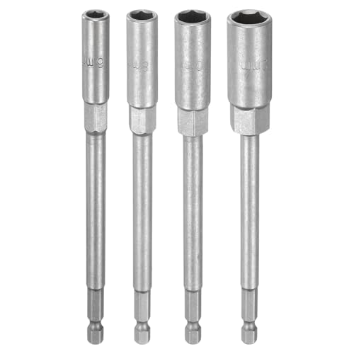 HARFINGTON 4 x Steckschlüssel-Bohrer, 6–12 mm, metrischer Schlag-Stecknuss, 1/4-Zoll-Sechskantschaft, 150 mm, extra lange 6-Punkt-Stecknüsse, Schnellwechsel, CR-V-Stahl, Bolzen-Setter für HARFINGTON 4 x Steckschlüssel-Bohrer, 6–12 mm, metrischer Schlag-Stecknuss, 1/4-Zoll-Sechskantschaft, 150 mm, extra lange 6-Punkt-Stecknüsse, Schnellwechsel, CR-V-Stahl, Bolzen-Setter für von HARFINGTON