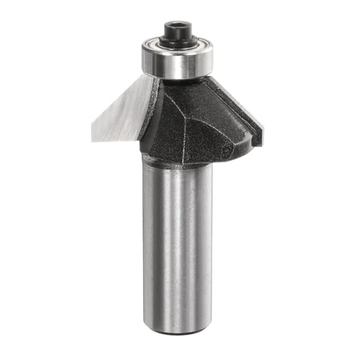 HARFINGTON 45-Grad-Fasenfräser-Bit, 1,27 cm Schaft, 1,27 cm Schneidkante, Hartmetallspitze mit Lager für Holzbearbeitung, Fräswerkzeug, Grau von HARFINGTON