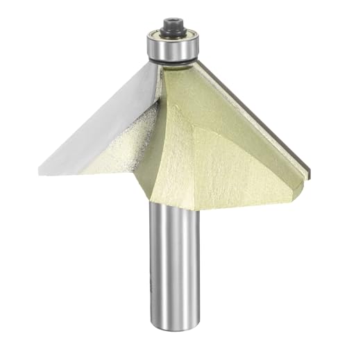 HARFINGTON 45-Grad-Fasenfräser-Bit, 1,27 cm Schaft, 1-1/2-Zoll-Schneidkante, Hartmetallspitze mit Lager für Holzbearbeitung, Fräswerkzeug, Gold HARFINGTON 45-Grad-Fasenfräser-Bit, 1,27 cm Schaft, 1-1/2-Zoll-Schneidkante, Hartmetallspitze mit Lager für Holzbearbeitung, Fräswerkzeug, Gold von HARFINGTON
