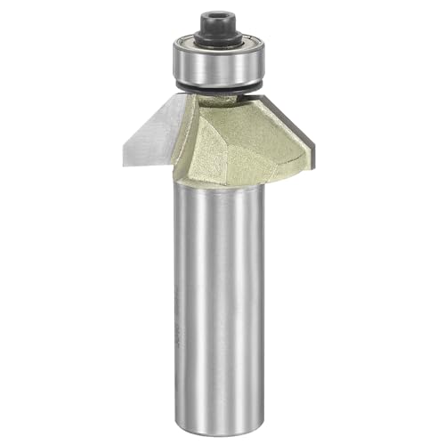 HARFINGTON 45-Grad-Fasenfräser-Bit, 1,27 cm Schaft, 3/8-Zoll-Schneide, Hartmetallspitze mit Lager für Holzbearbeitung, Fräswerkzeug, Gold HARFINGTON 45-Grad-Fasenfräser-Bit, 1,27 cm Schaft, 3/8-Zoll-Schneide, Hartmetallspitze mit Lager für Holzbearbeitung, Fräswerkzeug, Gold von HARFINGTON