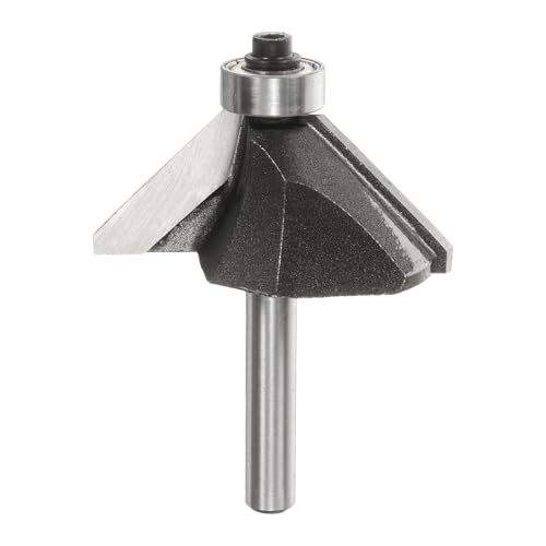 HARFINGTON 45-Grad-Fasenfräser-Bit, 1/4-Zoll-Schaft, 1,6 cm Schneidkante, Hartmetallspitze mit Lager für Holzbearbeitung, Fräswerkzeug, Grau HARFINGTON 45-Grad-Fasenfräser-Bit, 1/4-Zoll-Schaft, 1,6 cm Schneidkante, Hartmetallspitze mit Lager für Holzbearbeitung, Fräswerkzeug, Grau von HARFINGTON