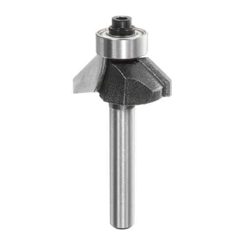 HARFINGTON 45-Grad-Fasenfräser-Bit, 1/4-Zoll-Schaft, 5/16-Zoll-Schneidkante, Hartmetallspitze mit Lager für Holzbearbeitung, Fräswerkzeug, Grau von HARFINGTON