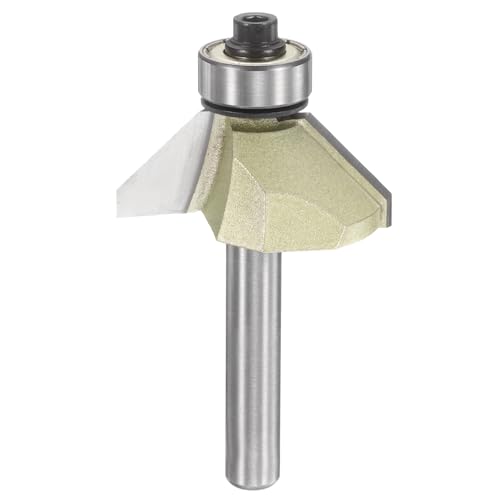 HARFINGTON 45 Grad Fasenfräser Bit 1/4 Zoll Schaft 1/2 Zoll Schneidkante Hartmetallspitze mit Lager für Holzbearbeitung Fräser Werkzeug Gold HARFINGTON 45 Grad Fasenfräser Bit 1/4 Zoll Schaft 1/2 Zoll Schneidkante Hartmetallspitze mit Lager für Holzbearbeitung Fräser Werkzeug Gold von HARFINGTON