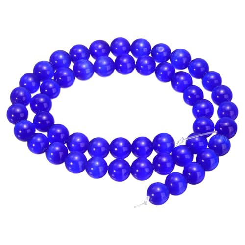 HARFINGTON 48 Stück Saphirblaue Katzenaugen-Steinperlen, 8 mm, rund, glatt, Edelstein-Kristall, lose Perlen für Schmuckherstellung, Armbänder, Halsketten, Ohrringe, DIY HARFINGTON 48 Stück Saphirblaue Katzenaugen-Steinperlen, 8 mm, rund, glatt, Edelstein-Kristall, lose Perlen für Schmuckherstellung, Armbänder, Halsketten, Ohrringe, DIY von HARFINGTON