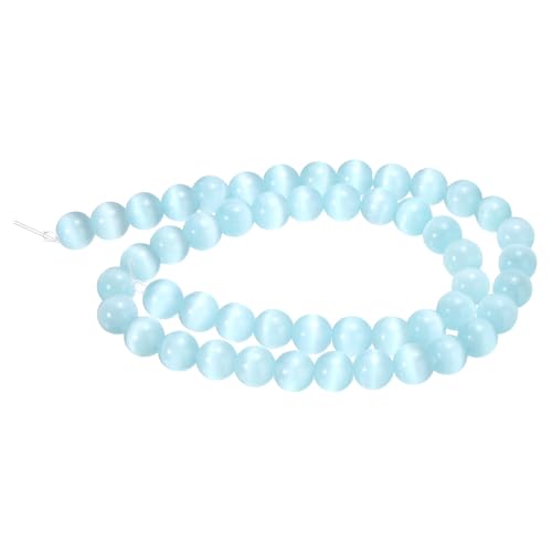 HARFINGTON 48 Stück hellblaue Katzenaugen-Steinperlen, 8 mm, rund, glatt, Edelstein-Kristall, lose Perlen für Schmuckherstellung, Armbänder, Halsketten, Ohrringe, DIY HARFINGTON 48 Stück hellblaue Katzenaugen-Steinperlen, 8 mm, rund, glatt, Edelstein-Kristall, lose Perlen für Schmuckherstellung, Armbänder, Halsketten, Ohrringe, DIY von HARFINGTON