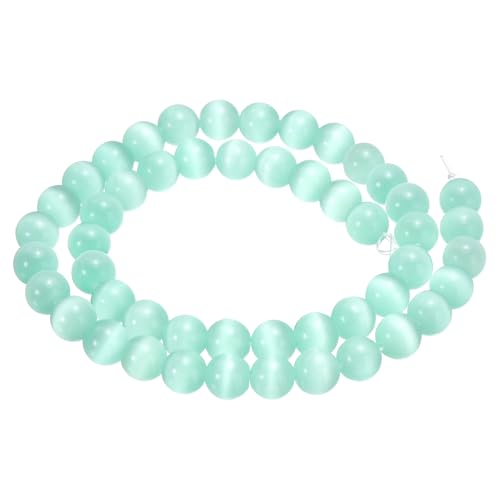 HARFINGTON 48 Stück hellgrüne Katzenaugen-Steinperlen, 8 mm, rund, glatt, Edelstein-Kristall, lose Perlen für Schmuckherstellung, Armbänder, Halsketten, Ohrringe, DIY von HARFINGTON