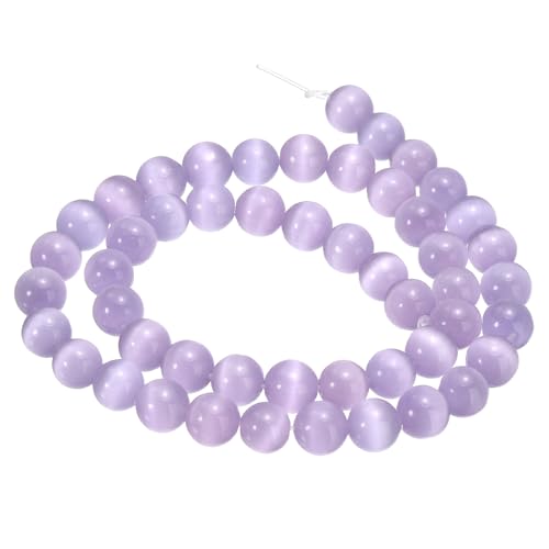 HARFINGTON 48 Stück lila Katzenaugen-Steinperlen, 8 mm, rund, glatt, Edelstein-Kristall, lose Perlen für Schmuckherstellung, Armbänder, Halsketten, Ohrringe, DIY HARFINGTON 48 Stück lila Katzenaugen-Steinperlen, 8 mm, rund, glatt, Edelstein-Kristall, lose Perlen für Schmuckherstellung, Armbänder, Halsketten, Ohrringe, DIY von HARFINGTON