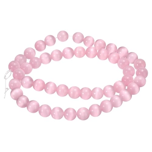 HARFINGTON 48 Stück rosa Katzenaugen-Steinperlen, 8 mm, rund, glatt, Edelstein-Kristall, lose Perlen für Schmuckherstellung, Armbänder, Halsketten, Ohrringe, DIY HARFINGTON 48 Stück rosa Katzenaugen-Steinperlen, 8 mm, rund, glatt, Edelstein-Kristall, lose Perlen für Schmuckherstellung, Armbänder, Halsketten, Ohrringe, DIY von HARFINGTON