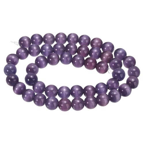 HARFINGTON 48 Stück violette Katzenaugen-Steinperlen, 8 mm, rund, glatt, Edelstein-Kristall, lose Perlen für Schmuckherstellung, Armbänder, Halsketten, Ohrringe, DIY HARFINGTON 48 Stück violette Katzenaugen-Steinperlen, 8 mm, rund, glatt, Edelstein-Kristall, lose Perlen für Schmuckherstellung, Armbänder, Halsketten, Ohrringe, DIY von HARFINGTON