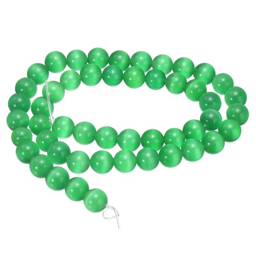 HARFINGTON 48 dunkelgrüne Katzenaugen-Steinperlen, 8 mm, rund, glatt, Edelstein-Kristall, lose Perlen für Schmuckherstellung, Armbänder, Halsketten, Ohrringe, DIY von HARFINGTON