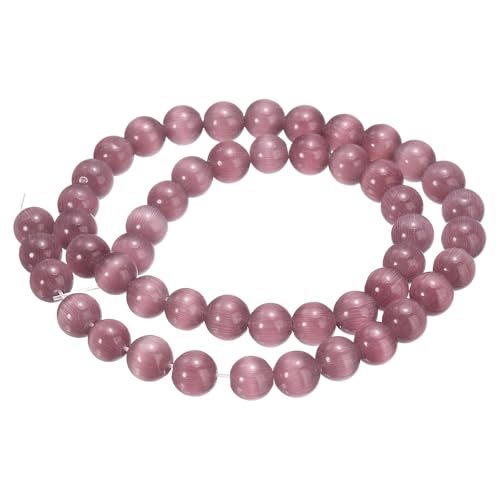 HARFINGTON 48 dunkelviolette Katzenaugen-Steinperlen, 8 mm, rund, glatt, Edelstein-Kristall, lose Perlen für Schmuckherstellung, Armbänder, Halsketten, Ohrringe, DIY von HARFINGTON