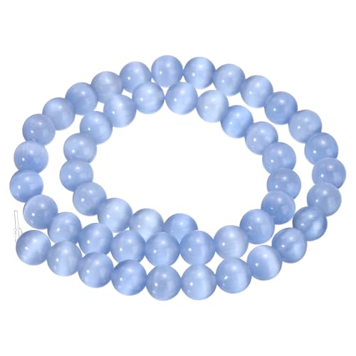 HARFINGTON 48 hellblaue Katzenaugen-Steinperlen, 8 mm, rund, glatt, Edelstein-Kristall, lose Perlen für Schmuckherstellung, Armbänder, Halsketten, Ohrringe, DIY HARFINGTON 48 hellblaue Katzenaugen-Steinperlen, 8 mm, rund, glatt, Edelstein-Kristall, lose Perlen für Schmuckherstellung, Armbänder, Halsketten, Ohrringe, DIY von HARFINGTON