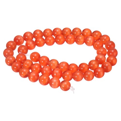 HARFINGTON 48 rote Katzenaugen-Steinperlen, 8 mm, rund, glatt, für Schmuckherstellung, Armbänder, Halsketten, Ohrringe, DIY von HARFINGTON
