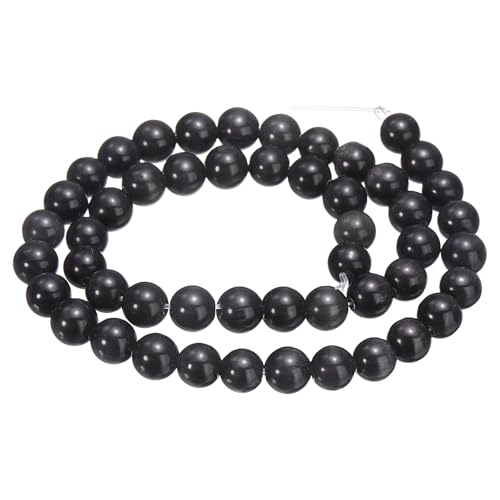 HARFINGTON 48 schwarze Katzenaugen-Steinperlen, 8 mm, rund, glatt, Edelstein-Kristall, lose Perlen für Schmuckherstellung, Armbänder, Halsketten, Ohrringe, DIY HARFINGTON 48 schwarze Katzenaugen-Steinperlen, 8 mm, rund, glatt, Edelstein-Kristall, lose Perlen für Schmuckherstellung, Armbänder, Halsketten, Ohrringe, DIY von HARFINGTON