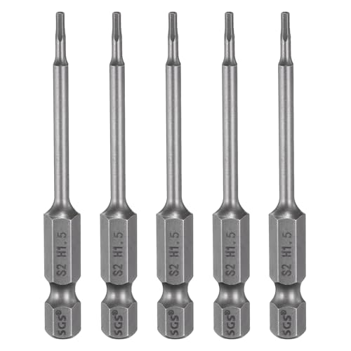 HARFINGTON 5 Stück H1,5 Sechskantkopf-Bohrer-Bits, 1,5 mm, metrische flache Spitze, 6,35 mm Sechskantschaft, 65 mm lang, magnetischer Sechskantschraubendreher, Stecknuss, industrielle Schraubendreher, HARFINGTON 5 Stück H1,5 Sechskantkopf-Bohrer-Bits, 1,5 mm, metrische flache Spitze, 6,35 mm Sechskantschaft, 65 mm lang, magnetischer Sechskantschraubendreher, Stecknuss, industrielle Schraubendreher, von HARFINGTON