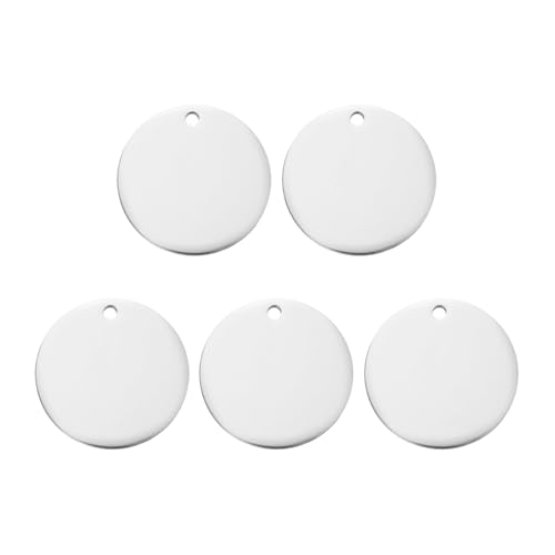 HARFINGTON 5 Stück runde Blanko-Prägeetiketten, 24 mm, Edelstahl, Kreis, poliert, Rohlinge, Anhänger mit Loch für Armband, Handwerk, Etikettierung, Silber HARFINGTON 5 Stück runde Blanko-Prägeetiketten, 24 mm, Edelstahl, Kreis, poliert, Rohlinge, Anhänger mit Loch für Armband, Handwerk, Etikettierung, Silber von HARFINGTON