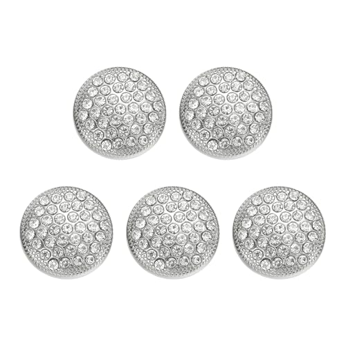 HARFINGTON 5 runde Metallknöpfe 18 mm Schaft aus Legierung mit Strasssteinen zum Nähen, Basteln, Ersatzknöpfe für Kleidung, Dekoration, DIY-Zubehör, Weiß von HARFINGTON