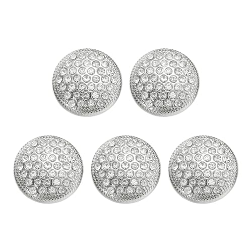 HARFINGTON 5 runde Metallknöpfe 23 mm Schaft aus Legierung mit Strasssteinen zum Nähen, Basteln, Ersatzknöpfe für Kleidung, Dekoration, DIY-Zubehör, Weiß von HARFINGTON