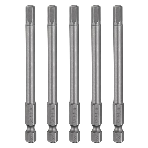 HARFINGTON 5 x H5.0 Sechskantkopf-Bohrer-Bits, 5 mm, metrische flache Spitze, 6,35 mm Sechskantschaft, 100 mm lang, magnetischer Sechskantschraubendreher, industrielle Schraubendreher, Power-Bits von HARFINGTON