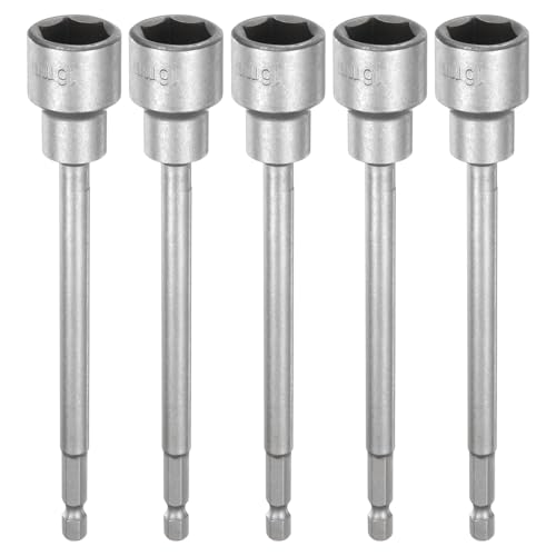 HARFINGTON 5 x Steckschlüssel-Bohrer, 16 mm, metrischer Schlag-Stecknuss, 1/4-Zoll-Sechskantschaft, 150 mm, extra lang, magnetisch, 6-Punkt-Stecknüsse, Schnellwechsel, CR-V-Stahl, Bolzen-Setter für HARFINGTON 5 x Steckschlüssel-Bohrer, 16 mm, metrischer Schlag-Stecknuss, 1/4-Zoll-Sechskantschaft, 150 mm, extra lang, magnetisch, 6-Punkt-Stecknüsse, Schnellwechsel, CR-V-Stahl, Bolzen-Setter für von HARFINGTON