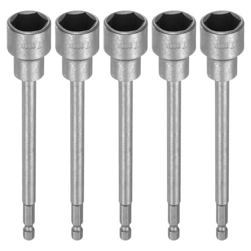 HARFINGTON 5 x Steckschlüssel-Bohrer, 17 mm, metrischer Schlag-Stecknuss, 1/4-Zoll-Sechskantschaft, 150 mm, extra lang, magnetisch, 6-Punkt-Stecknüsse, Schnellwechsel, CR-V-Stahl, Bolzen-Setter für HARFINGTON 5 x Steckschlüssel-Bohrer, 17 mm, metrischer Schlag-Stecknuss, 1/4-Zoll-Sechskantschaft, 150 mm, extra lang, magnetisch, 6-Punkt-Stecknüsse, Schnellwechsel, CR-V-Stahl, Bolzen-Setter für von HARFINGTON