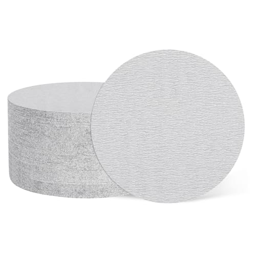 HARFINGTON 50 Stück 12,7 cm Schleifscheiben, Körnung 320, Klett-Schleifpapier, Exzenterschleifer-Pads für Holzbearbeitung, Automobil, Metallpolitur, Weiß, 50 Stück von HARFINGTON