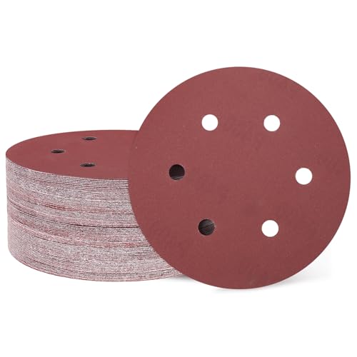 HARFINGTON 50 Stück 15,2 cm Schleifscheiben, 6 Löcher, Körnung 400, Klett-Schleifpapier, Exzenterschleifer-Pads für Holzbearbeitung, Automobil, Metallpolieren HARFINGTON 50 Stück 15,2 cm Schleifscheiben, 6 Löcher, Körnung 400, Klett-Schleifpapier, Exzenterschleifer-Pads für Holzbearbeitung, Automobil, Metallpolieren von HARFINGTON