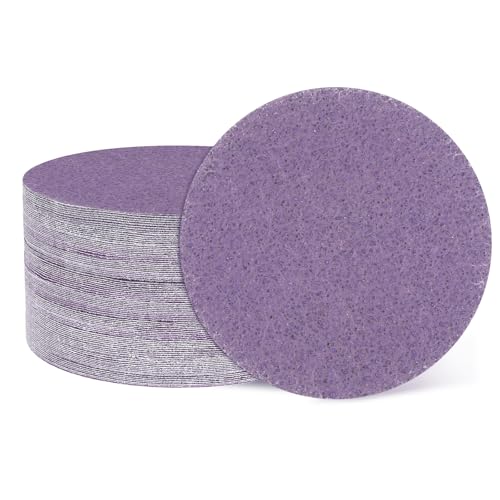 HARFINGTON 50 Stück 2,5 cm Schleifscheiben, Körnung 150, Klett-Schleifpapier, Exzenterschleifer-Pads für Holzbearbeitung, Automobil, Metallpolitur, Lila, 50 Stück von HARFINGTON