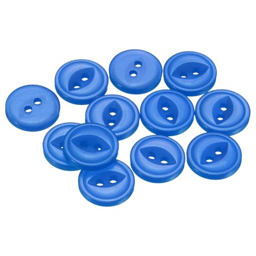 HARFINGTON 50 Stück 20L Saphirblau Runde Nähknöpfe 12,5 mm 1/2 Zoll Harz 2-Loch Fischauge Handwerk DIY Ersatzknopf für Handwerk Hosen Kleid Rock Kleidung Verschluss Knöpfe von HARFINGTON