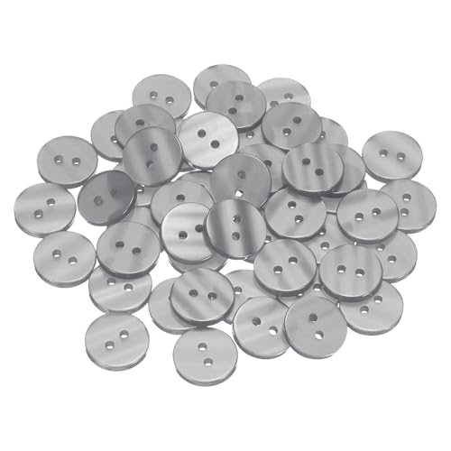 HARFINGTON 50 Stück 28L Nähknöpfe 11/16 Zoll (18 mm) Harz rund flach 2 Löcher Handwerk Kleidung Ersatzknopf für Mäntel Nähen Kleidung und Heimwerken Grau von HARFINGTON