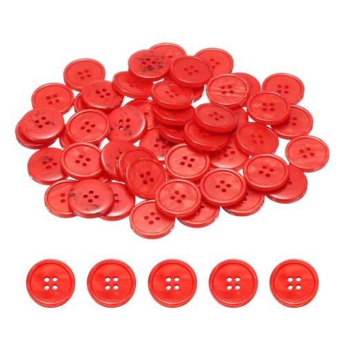 HARFINGTON 50 Stück Nähknöpfe, 25 mm, 4 Löcher, Kunstharz, rund, Ersatzknöpfe für Kleidung, DIY, Handwerk, Dekoration, Rot HARFINGTON 50 Stück Nähknöpfe, 25 mm, 4 Löcher, Kunstharz, rund, Ersatzknöpfe für Kleidung, DIY, Handwerk, Dekoration, Rot von HARFINGTON