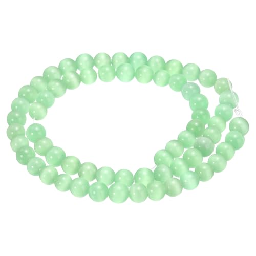 HARFINGTON 65 hellgrüne Katzenaugen-Steinperlen, 6 mm, rund, glatt, Edelstein-Kristall, lose Perlen für Schmuckherstellung, Armbänder, Halsketten, Ohrringe, DIY von HARFINGTON