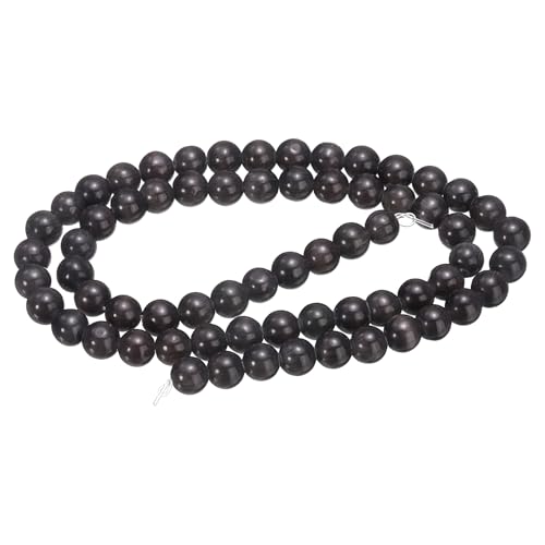 HARFINGTON 65 schwarze Katzenaugen-Steinperlen, 6 mm, rund, glatt, Edelstein-Kristall, lose Perlen für Schmuckherstellung, Armbänder, Halsketten, Ohrringe, DIY von HARFINGTON