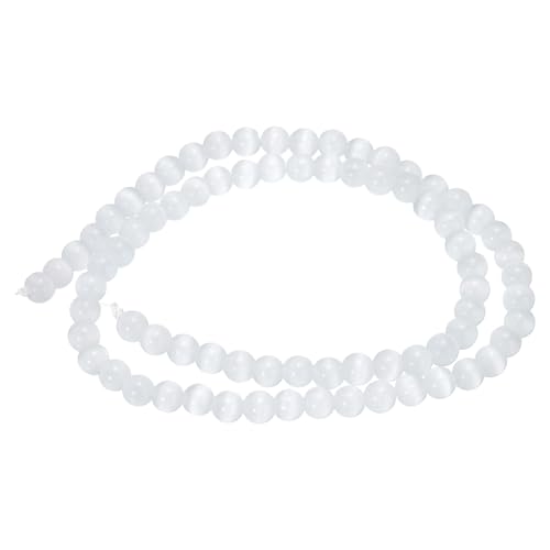 HARFINGTON 76 Stück cremeweiße Katzenaugen-Steinperlen, 5 mm, rund, glatt, Edelstein-Kristall, lose Perlen für Schmuckherstellung, Armbänder, Halsketten, Ohrringe, DIY HARFINGTON 76 Stück cremeweiße Katzenaugen-Steinperlen, 5 mm, rund, glatt, Edelstein-Kristall, lose Perlen für Schmuckherstellung, Armbänder, Halsketten, Ohrringe, DIY von HARFINGTON