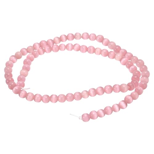 HARFINGTON 76 Stück rosa Katzenaugen-Steinperlen, 5 mm, rund, glatt, Edelstein-Kristall, lose Perlen für Schmuckherstellung, Armbänder, Halsketten, Ohrringe, DIY von HARFINGTON