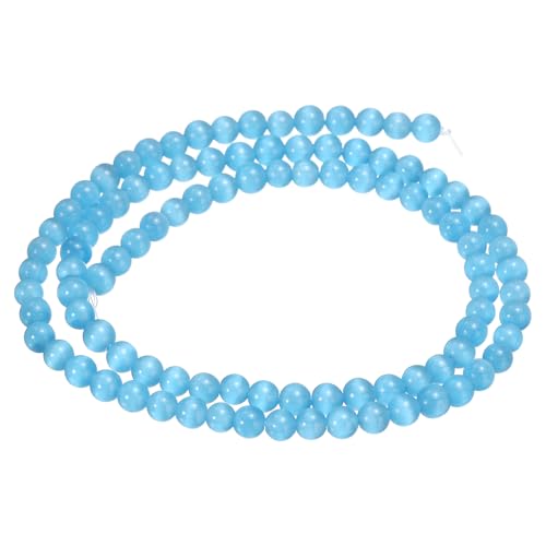 HARFINGTON 98 Stück blaue Katzenaugen-Steinperlen, 4 mm, rund, glatt, Edelstein-Kristall, lose Perlen für Schmuckherstellung, Armbänder, Halsketten, Ohrringe, DIY von HARFINGTON